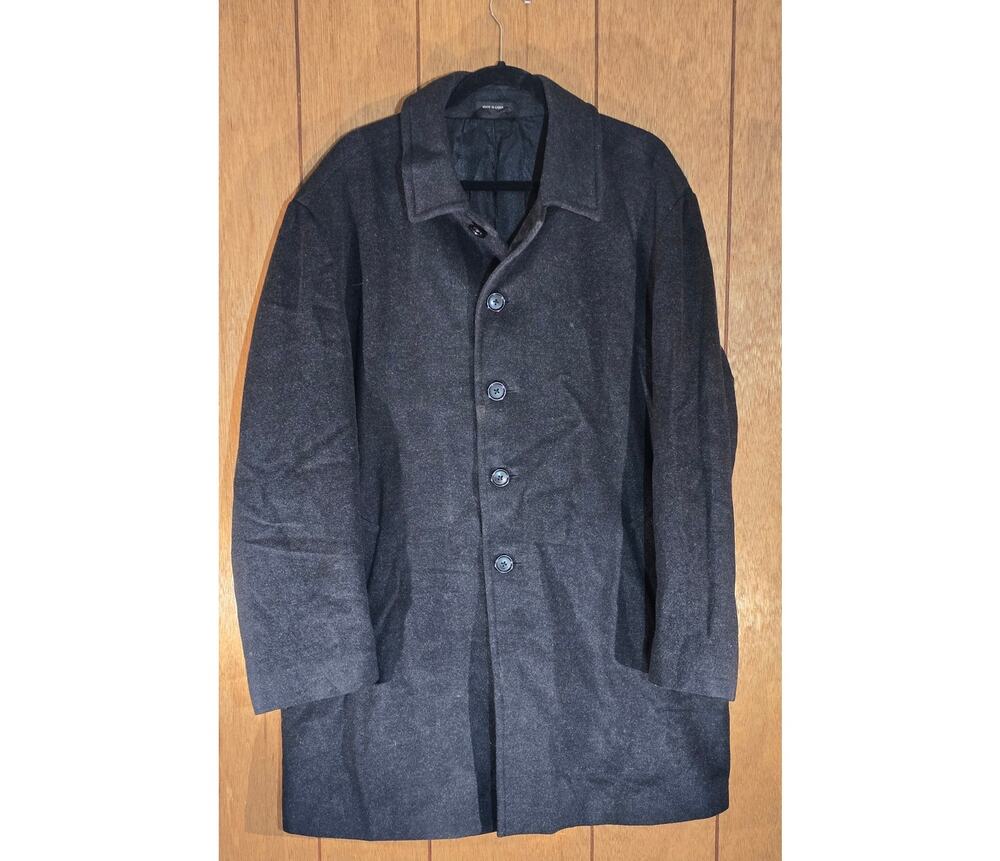 Stafford Men's 44R Black Wool Blend Overcoat Topcoat Button Front